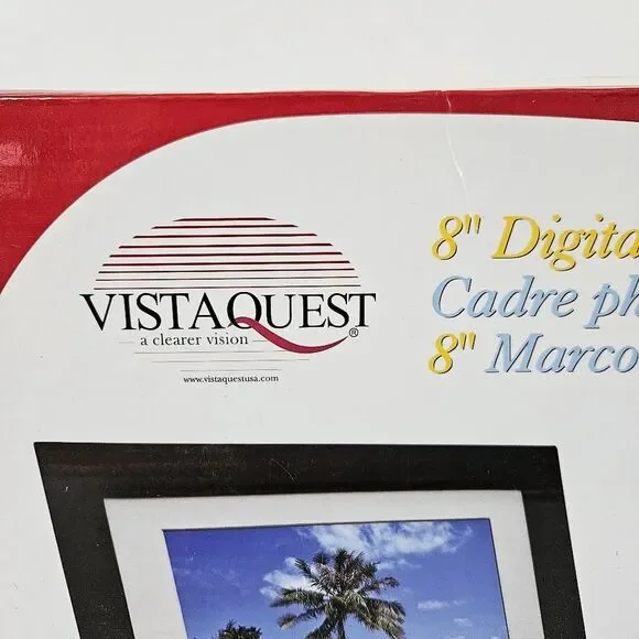 NIB VistaQuest VQ0801W 8" Remote Control Digital Picture Frame Black In Box - Picture 2 of 9